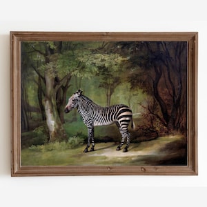 Vintage Zebra Painting: Forest Animal Print (Digital Prints)