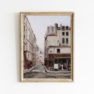 Vintage Paris Cityscape Painting, French Architecture Art Print, Neutral Wall Decor, Antique Painting, Digital Downloadable Printable Art