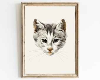 Vintage Cat Portrait Print: Pet Wall Art (Digital Download)