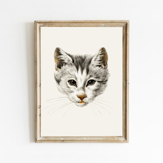 Vintage Cat Portrait Print: Pet Wall Art (Digital Download)