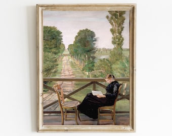 Woman Reading Vintage Art Print: Antique Portrait Painting (Digital Download)