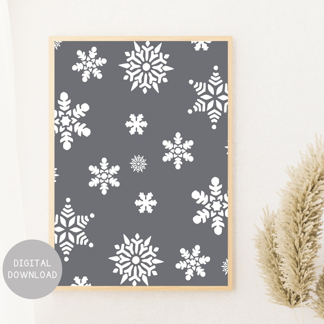 Snowflakes Art Print Christmas Printable Artwork Christmas Etsy