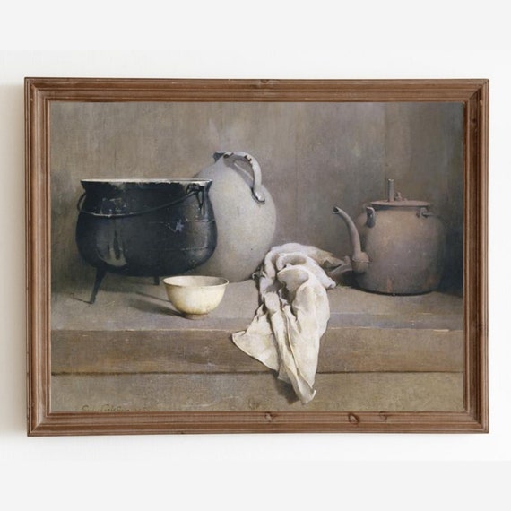 Vintage Still Life Painting PRINTABLE Wall Art Rustic Kitchen Decor ...