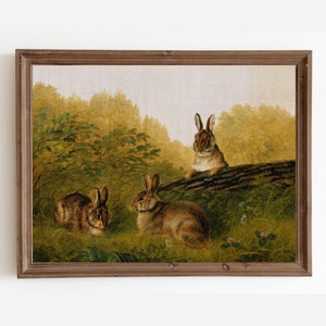 Hase Vintage Kunstdruck, Tierdruck, Kinderzimmer Wandkunst, Hase Hase druckbar, Vintage Wandkunst, antike Hase Malerei, Ostern Wandkunst