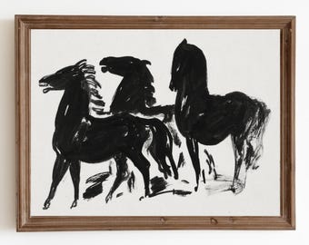 Vintage Horse Sketch Art Print: Farmhouse Animal Drawing (Digital Download)