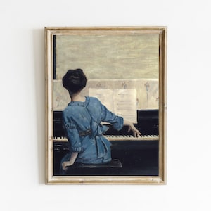 Vintage Pianist Painting: Antique Music Room Wall Art (Digital Download)