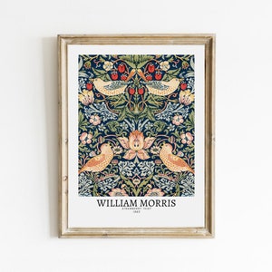 William Morris Strawberry Thief Print, Vintage Museum Exhibition Poster, Art Nouveau Wall Art, Printable Art