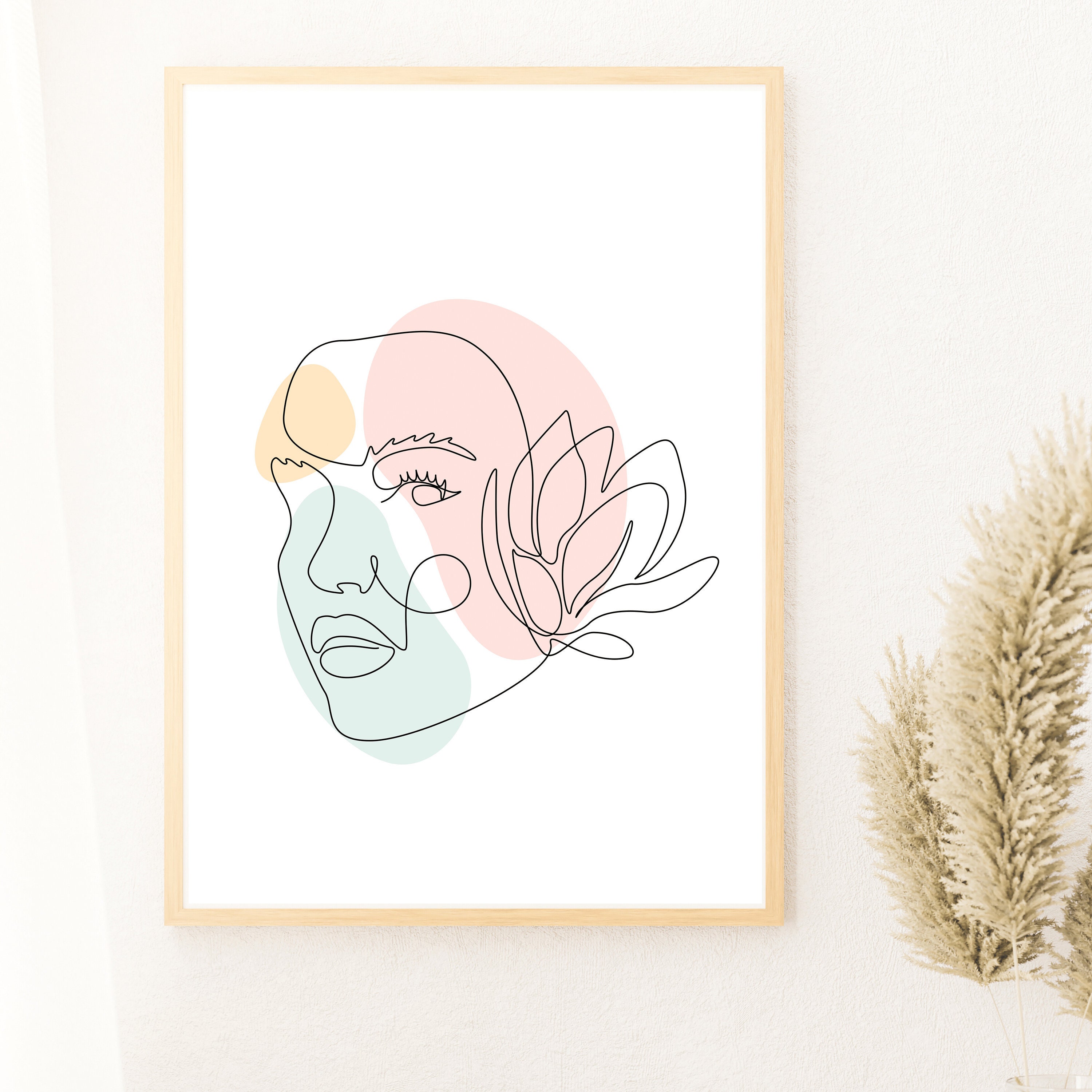 Female Line Art Print Minimalist Line Art Woman Face Line Etsy