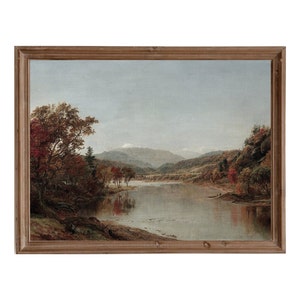 Vintage Autumn Landscape Painting: Rustic Farmhouse Wall Art (Digital Download)