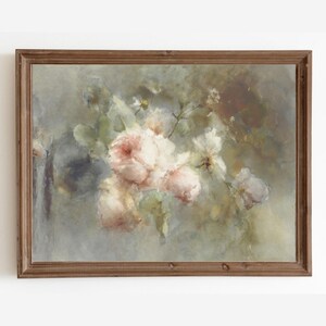 Vintage Rose Painting: Neutral Floral Still Life Art Print (Digital Download)