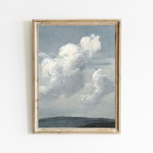 Vintage Cloud Painting, Landscape Print Download, Blue Sky Art, Printable Art, Downloadable Print
