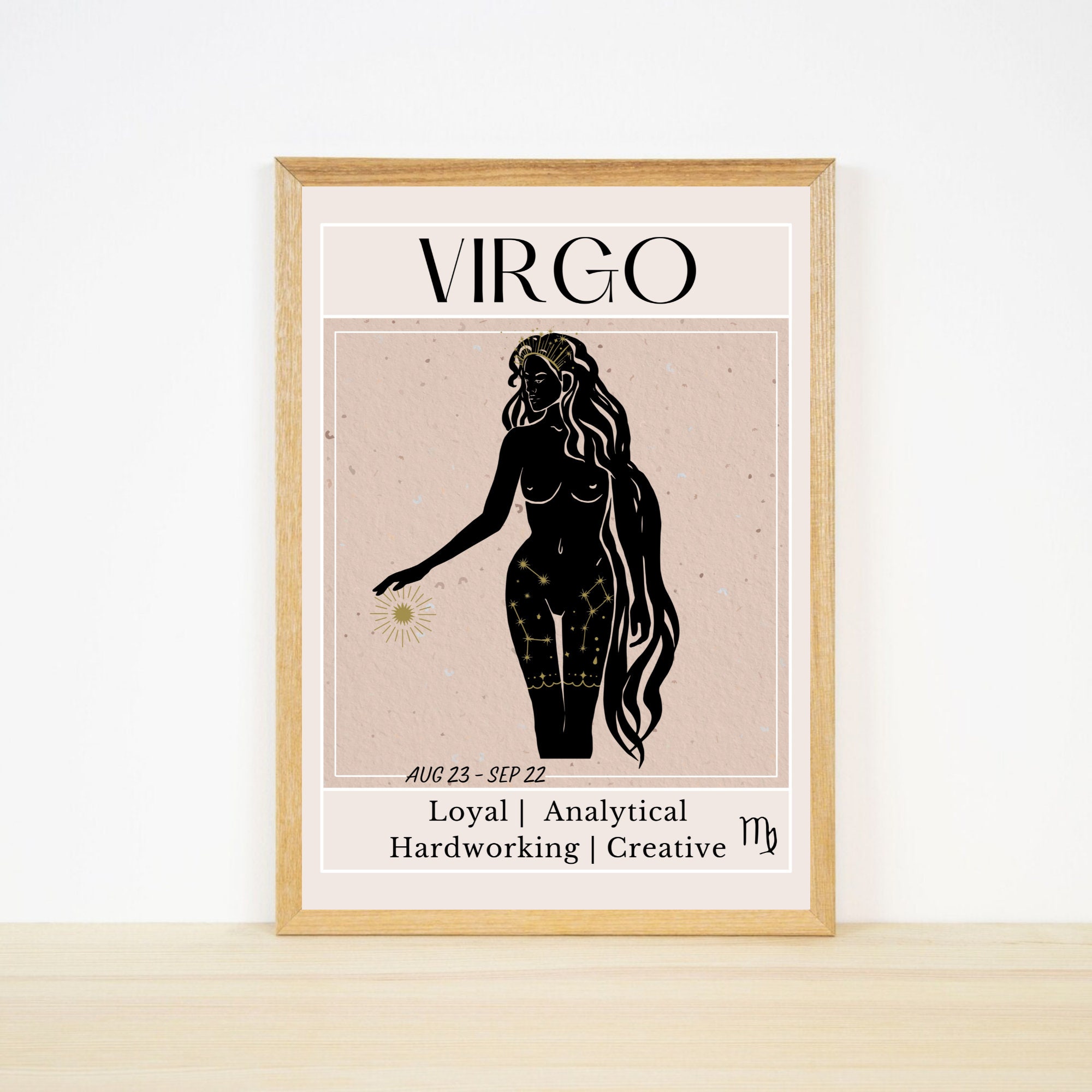 Virgo Zodiac Art Print: Bohemian Astrology Poster (digital