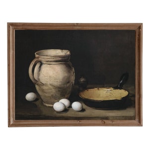 Vintage Kitchen Still Life Painting: Rustic Farmhouse Art Print (Digital Download)