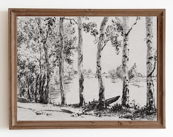 Vintage Tree Sketch Drawing: Antique Botanical Landscape (Downloadable Printable Art)