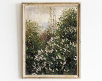 Vintage Flieder Baum Malerei, Frühling Landhaus Bauernhaus Kunstdruck, Antike Landschaft, druckbare Kunst, Digitaldrucke