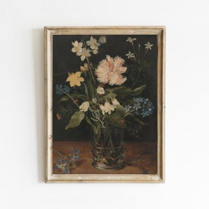 Vintage Floral Print, Antique Flower Painting, Botanical Art Print, Vintage Oil Painting, Still Life Floral Art, Flower Wall Art Printable