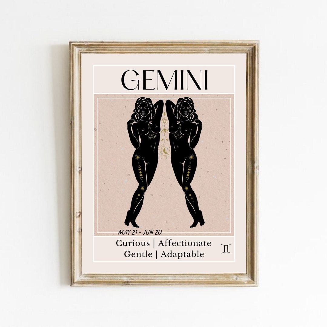 Gemini Zodiac Art Print: Boho Astrology Poster (digital Download) - Etsy