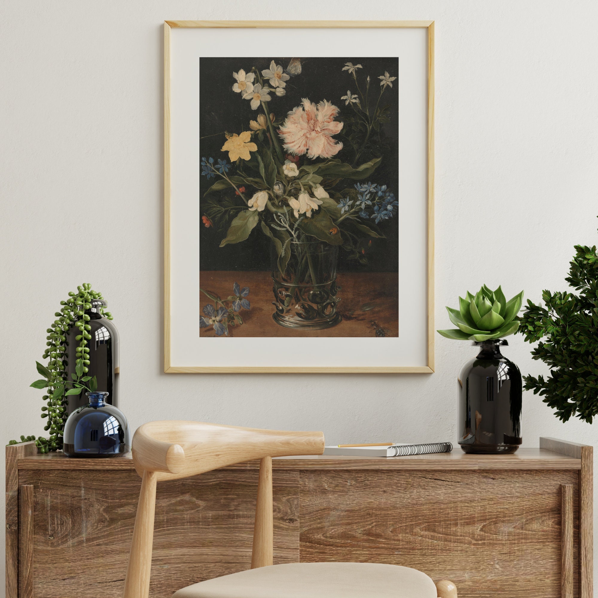 Vintage Floral Still Life Art Print: Antique Botanical Painting ...