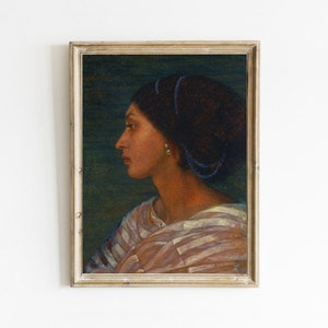 Vintage Portrait Painting of Woman, Antique Art Print, Moody Painting, Eclectic Painting, Oil Painting, Printable Art, 482