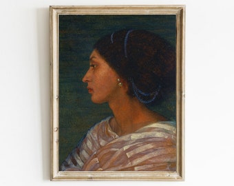 Vintage Woman Portrait Painting: Antique Art Print (Digital Download)