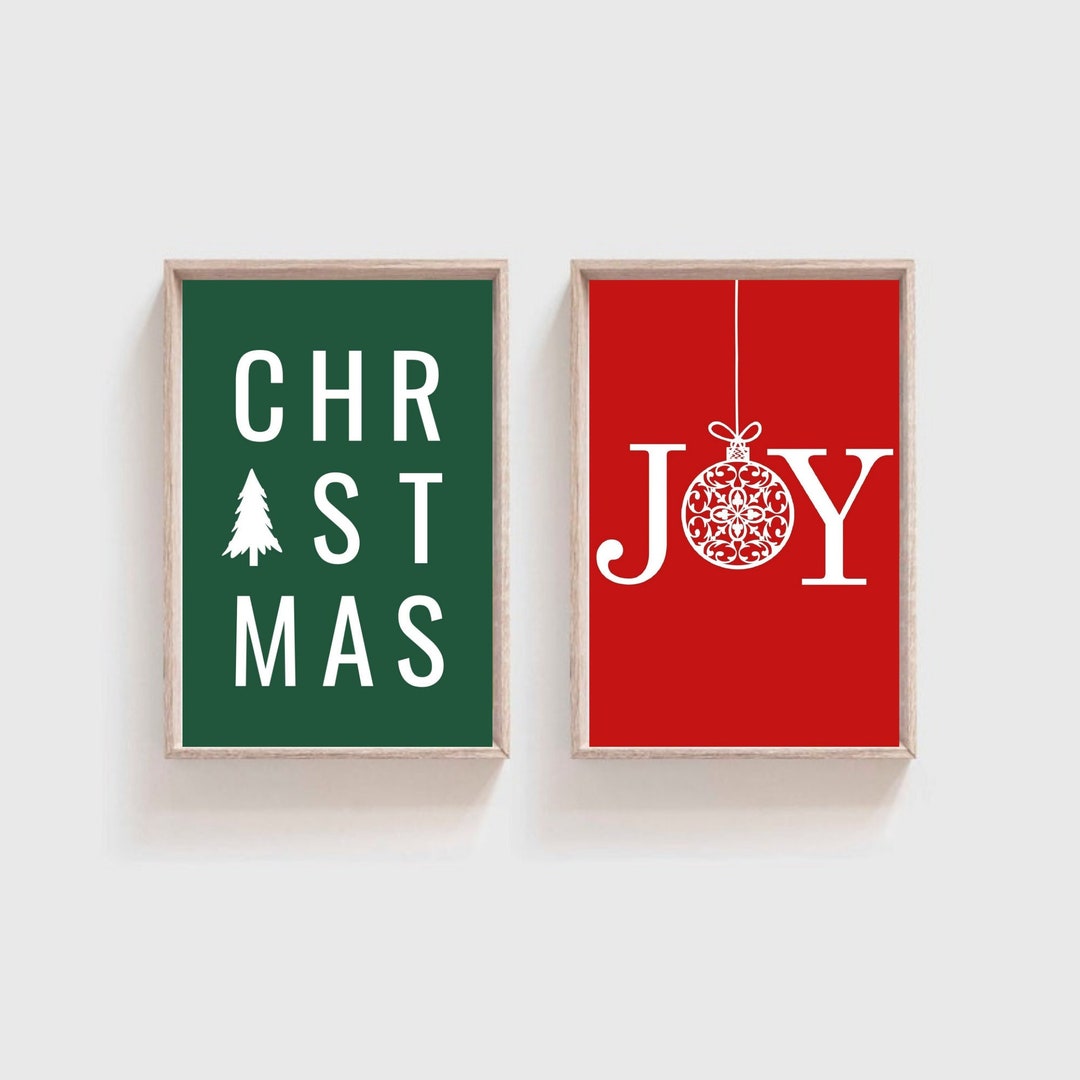 Christmas Joy Printable Art, Christmas Set of 2 Prints, Holiday Art ...