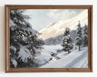 冬の風景雪の絵画 / 自然アートプリント / ダウンロード可能な印刷可能
