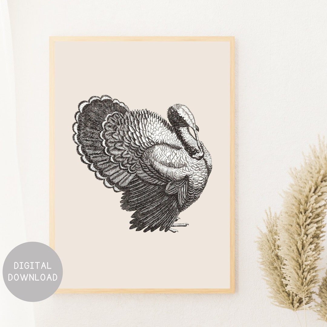 Thanksgiving Wall Art Vintage Turkey Print Printable Etsy