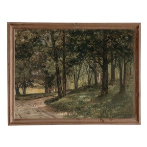 Rustic Forest Painting, Vintage Landscape Art Print, Nature Art Decor, Vintage Tree Art, Printable Art, Digital Print