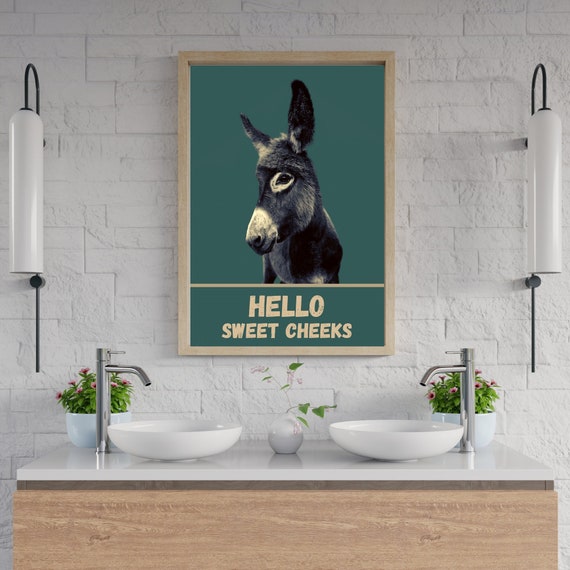 Cartello In Metallo Umoristico Per Bagno Con Asino E Scritta "Why Hello Sweet Cheeks" - Decorazione Da Parete Vintage 20x30 Cm - Regalo Originale Per Amanti Degli Asini