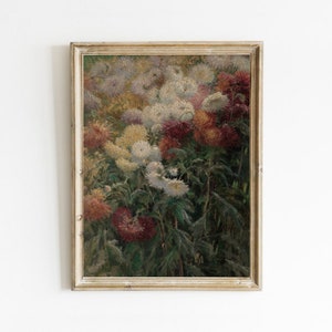 Floral Landscape Print, Vintage Spring Flower Painting, Botanical Artwork, Printable Art, Digital Prints