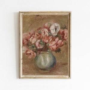 Vintage Rose Print: Still Life Flower Painting, Farmhouse Decor (Digital Download)