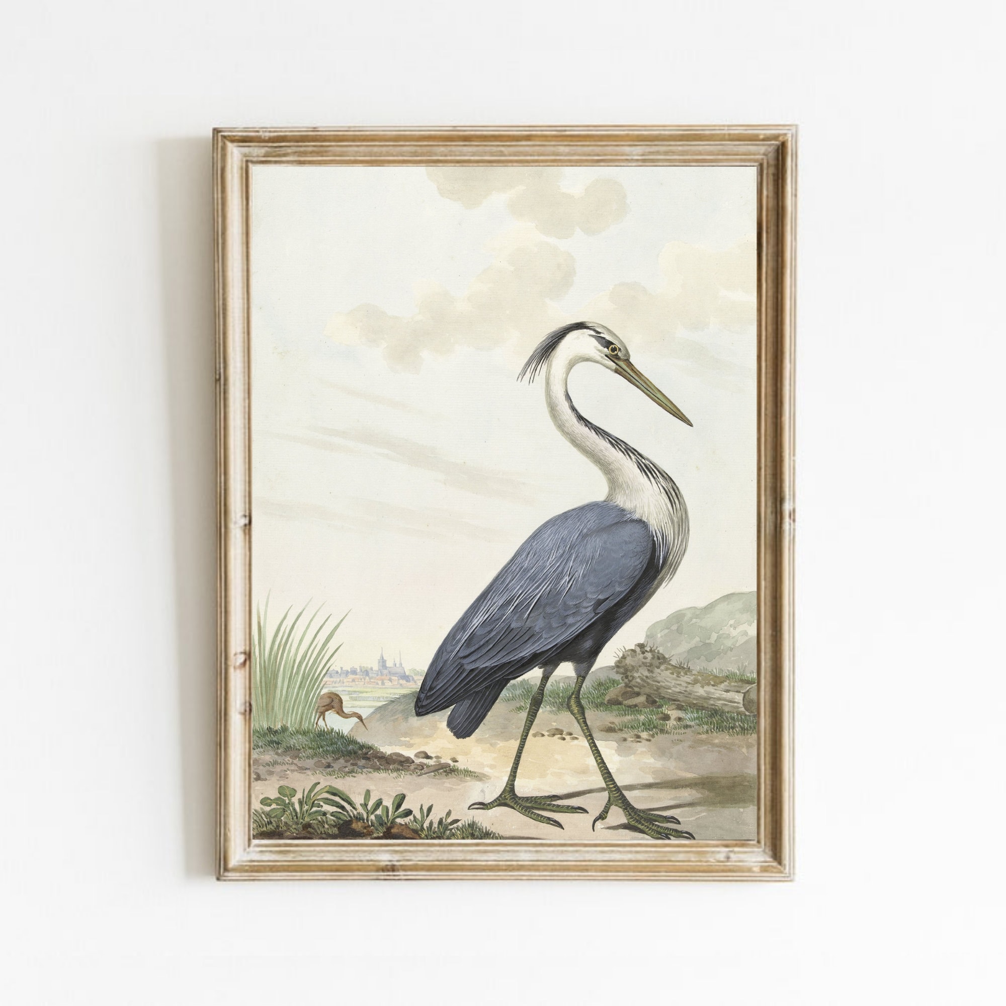 Vintage Blue Heron Print: Coastal Bird Wall Art (digital Download) - Etsy