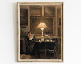 Vintage Woman Reading Print: Moody Victorian Portrait (Digital Download)