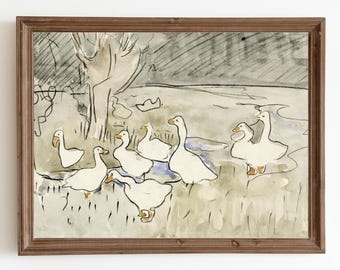 Vintage Enten Kunstdruck: Bauernhaus Kinderzimmer Dekor (Digitaler Download)