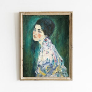 Vintage Woman Portrait Painting, Moody Wall Art, Female Painting, Vintage Fashion Prints, Printable Art, Digital Download