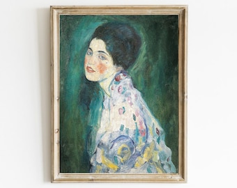 Vintage Woman Portrait Painting: Moody Antique Wall Art (Digital Download)