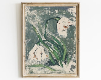 Vintage Floral Painting Print: Antique Botanical Wall Art (Digital Download