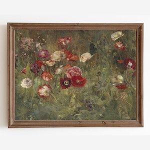 Vintage Poppy Field Painting: Antique Floral Art Print (Digital Download)