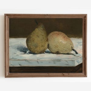 Vintage Pear Still Life Painting: Rustic Kitchen Art (Digital Download)