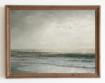 Vintage Coastal Seascape Art Print: Antique Ocean Painting (Digital Download)