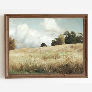 Vintage Country Landscape Painting: Farmhouse Wall Art (Digital Print)