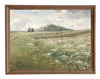 Field of Poppies Print, Vintage Spring Landscape Painting, Poppy Flower Prints, Downloadable Prints, Printable Art