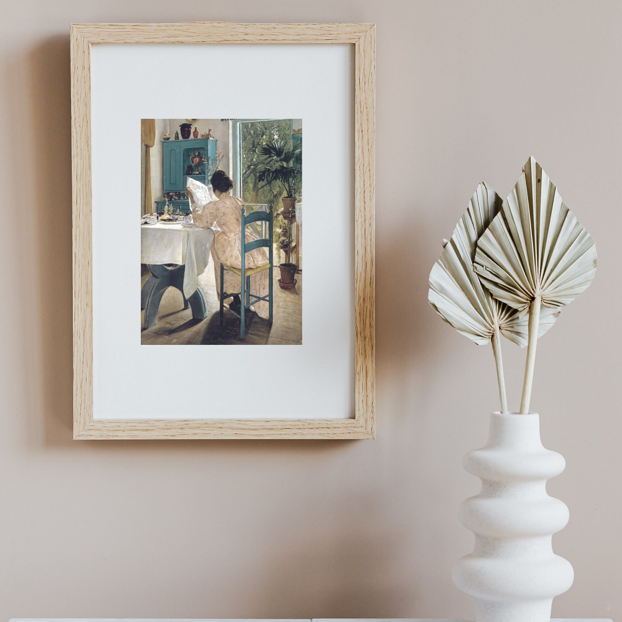 Antique Woman Reading Portrait, Vintage Interior Painting, Breakfast ...