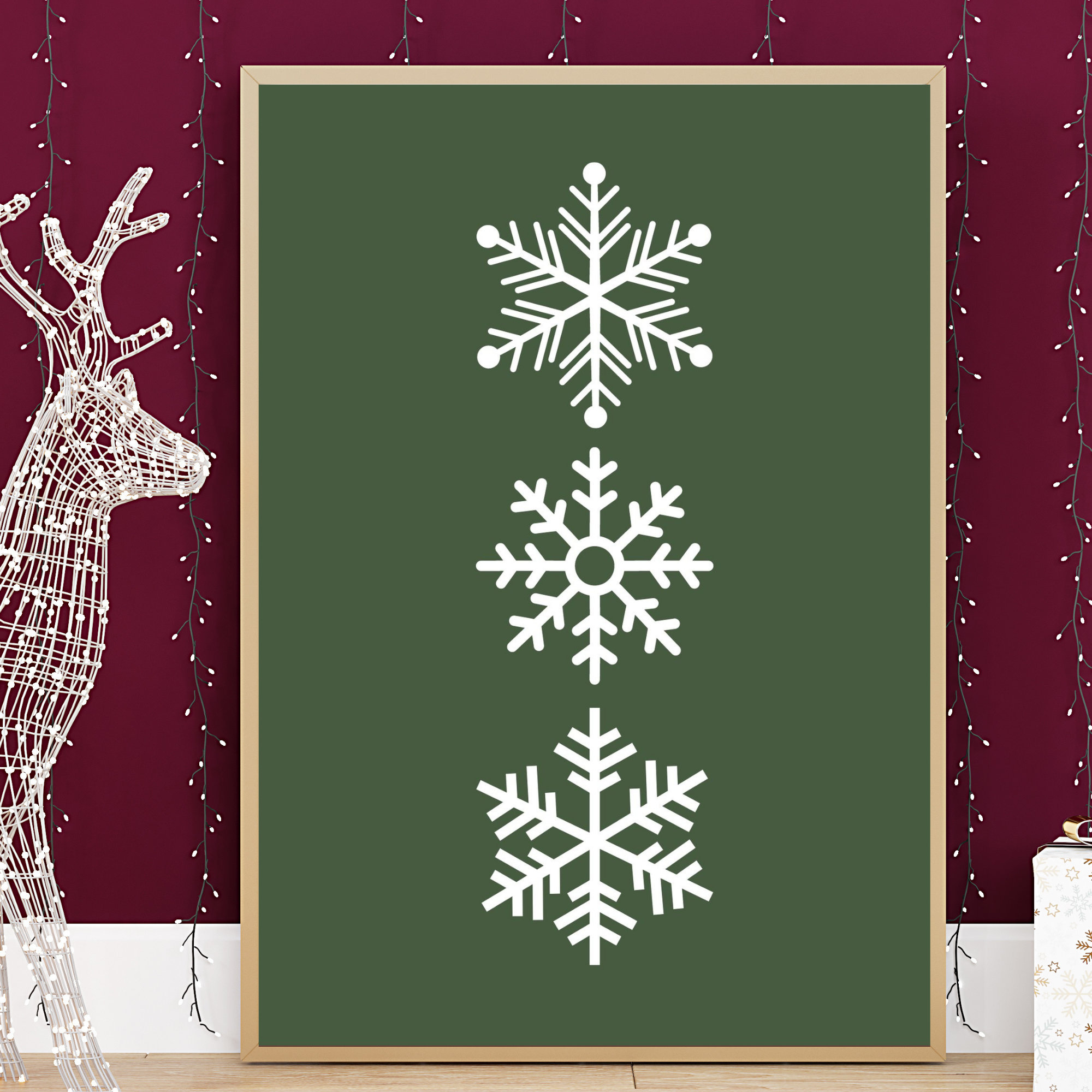 Minimalist Snowflake Art Print: Holiday Wall Decor (digital Download ...