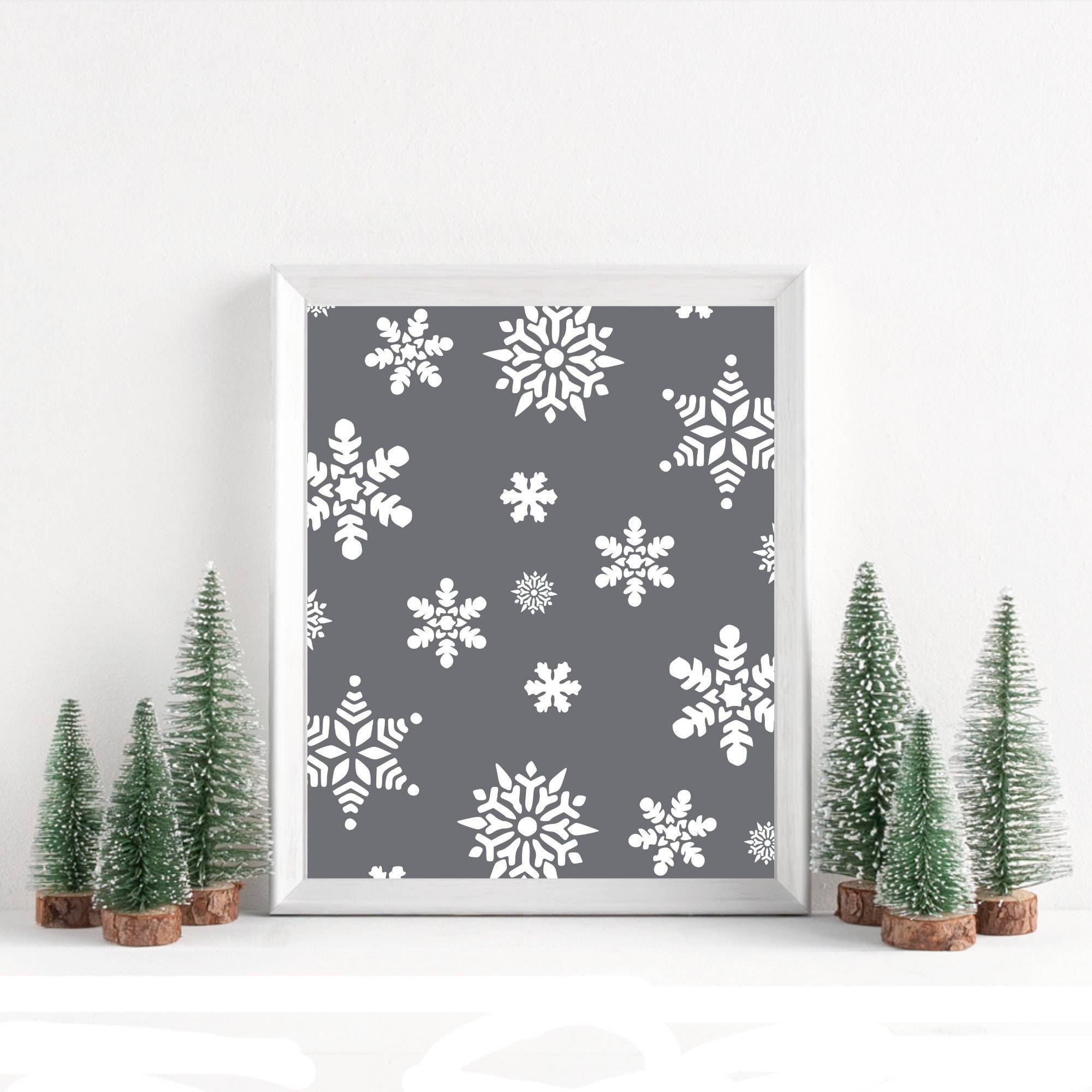Snowflakes Art Print Christmas Printable Artwork Christmas Etsy
