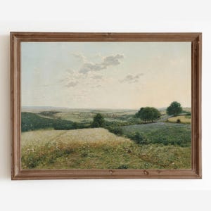 Country Landscape Painting, Vintage Art Print, Farmhouse Wall Art, Summer Landscape, Digital Printable Art