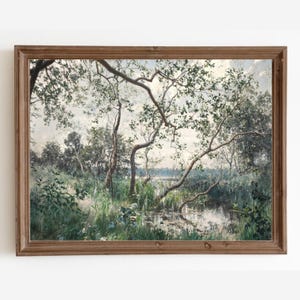 Vintage Landscape Painting, Antique Nature Print, Country Landscape Art Print, Printable Art
