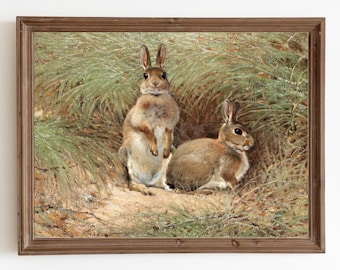Vintage Rabbit Painting: Country Nursery Art (Digital Download)