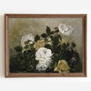 Flower Still Life Print, Vintage Roses Painting, Antique Floral Painting, Printable Art, Downloadable Art Prints