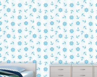 Anchor Nursery wallpaper kids blue Removable wallpaper Wallpaper nursery decor Kids Anchor Wall paper